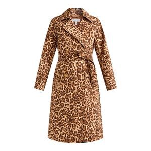 NWT Sofia Vergara  Women's Double Breasted Trench Coat Leopard Print Mob Wife